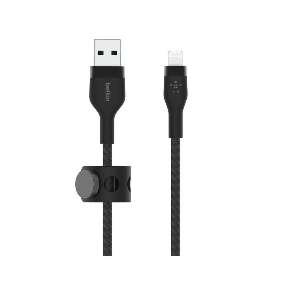 Cable Belkin Pro Flex Lightning a USB-A con correa 1m - Negro