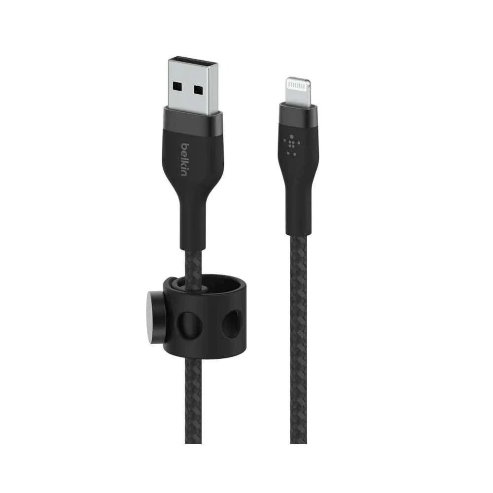 Cable Belkin Pro Flex Lightning a USB-A con correa 1m - Negro