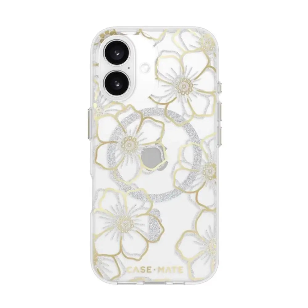 Case-Mate Floral Gems Case con MagSafe para iPhone 16 - Oro