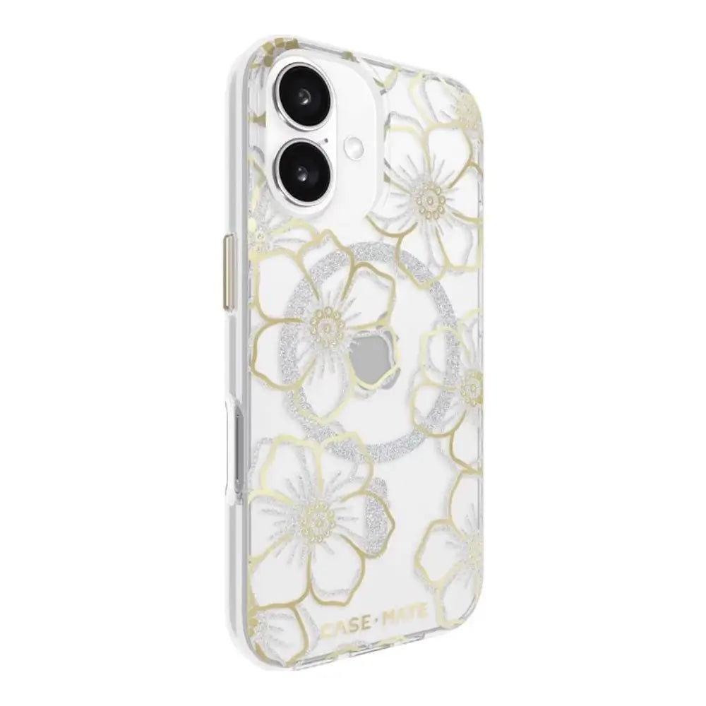 Case-Mate Floral Gems Case con MagSafe para iPhone 16 - Oro