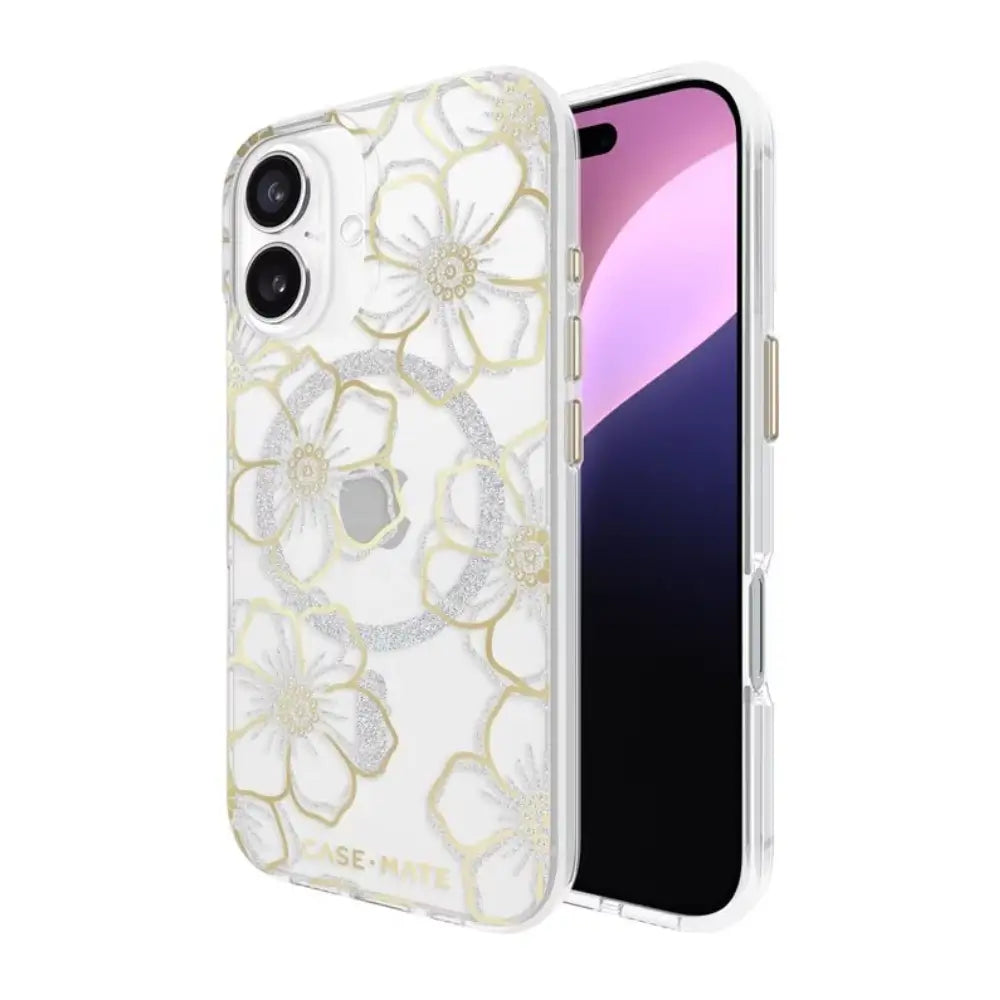 Case-Mate Floral Gems Case con MagSafe para iPhone 16 - Oro