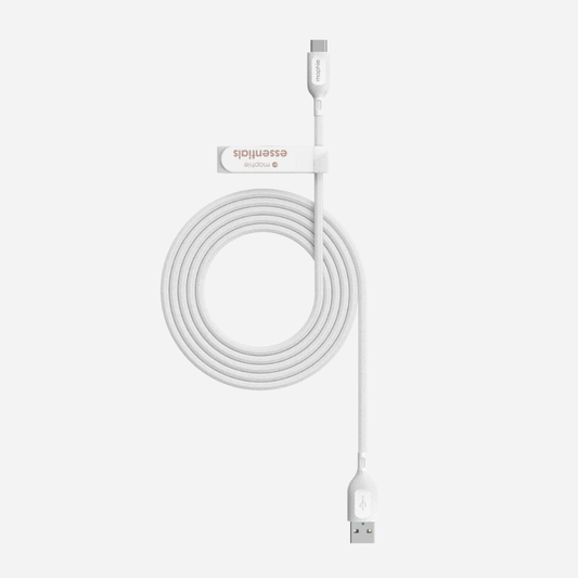 Cable Mophie Essential trenzado USB-A a USB-C 15w 2m - Blanco
