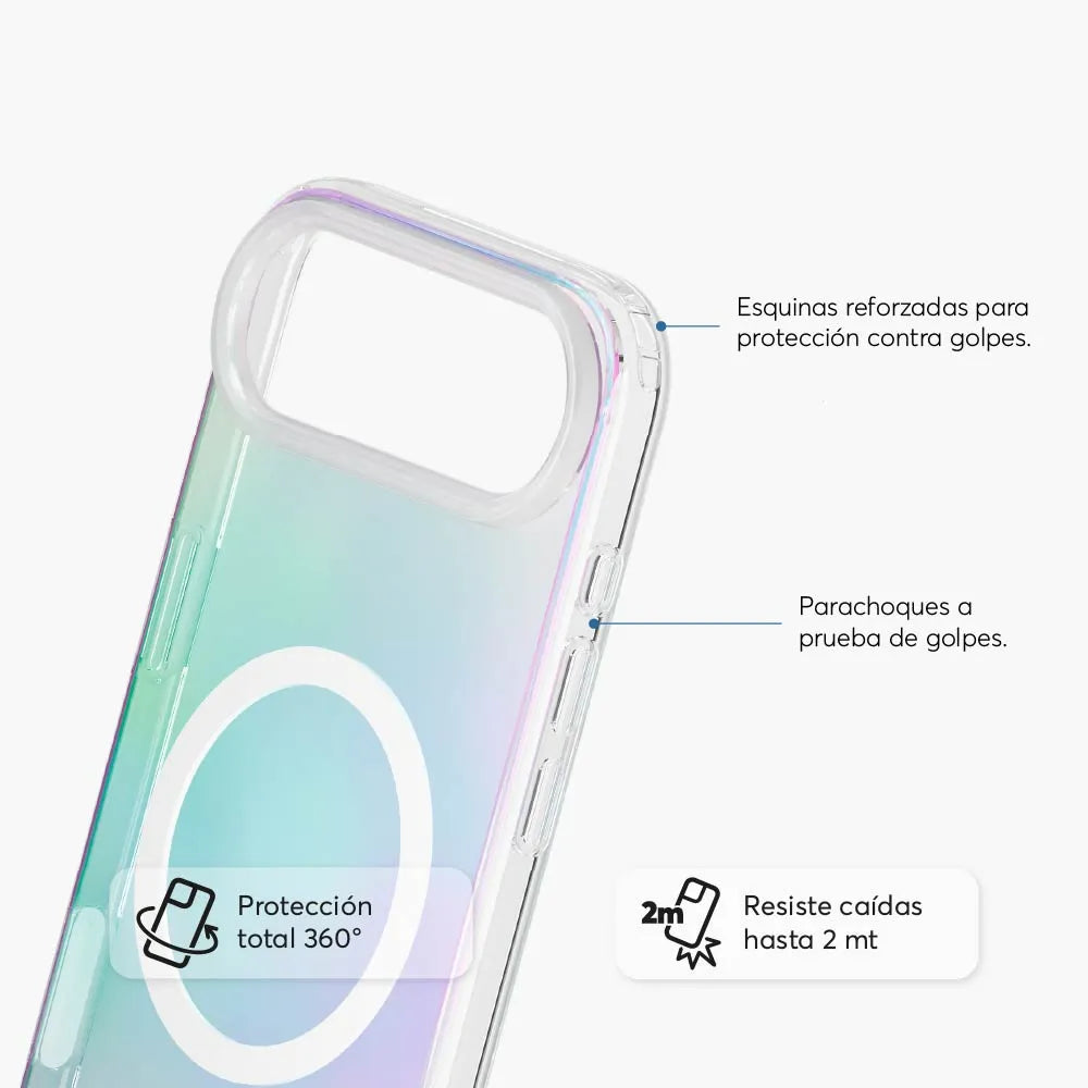 Case NCO SafeCase Clear con MagSafe para iPhone 17 Air - Arcoiris