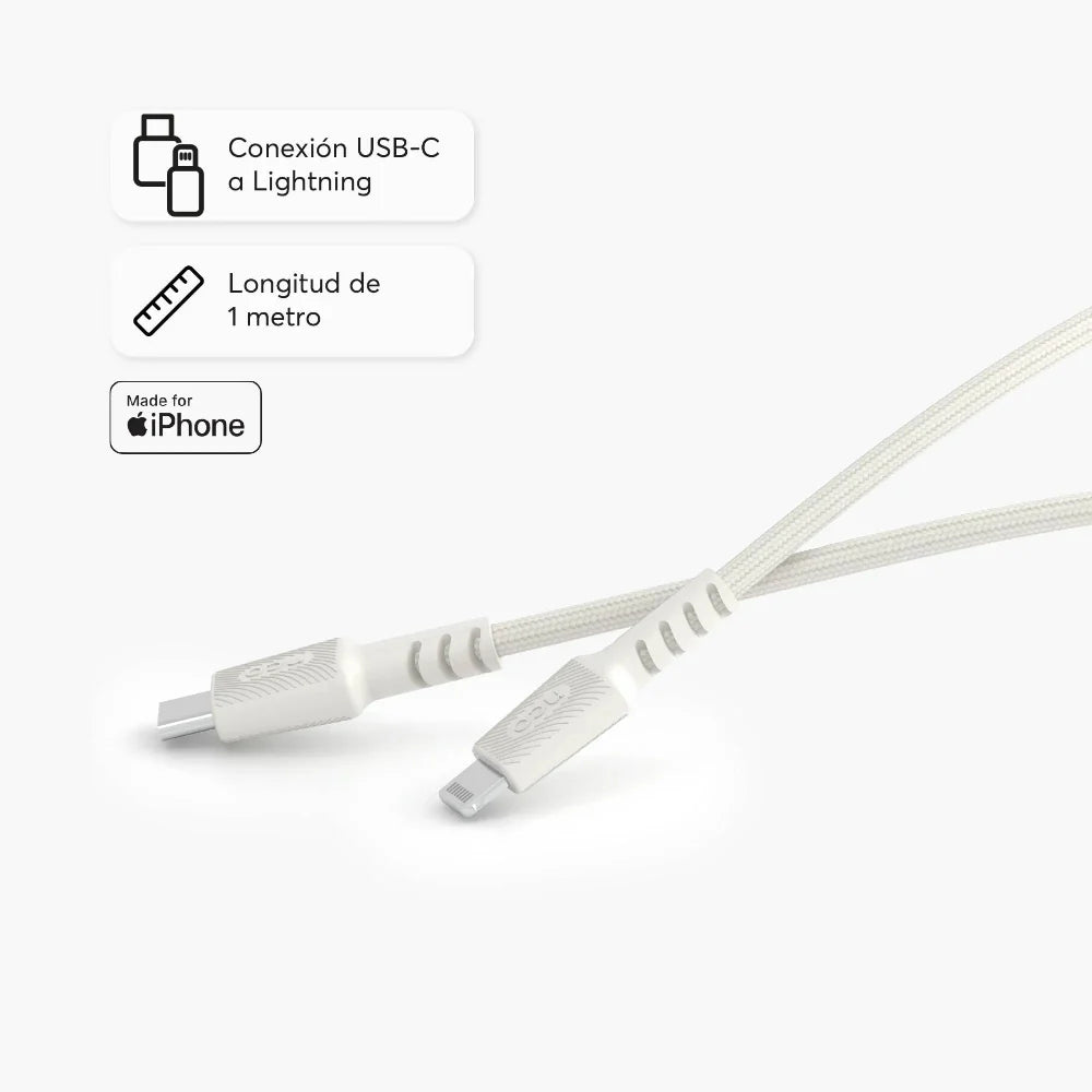 Cable PowerLite NCO USB-C a Lightning - Blanco