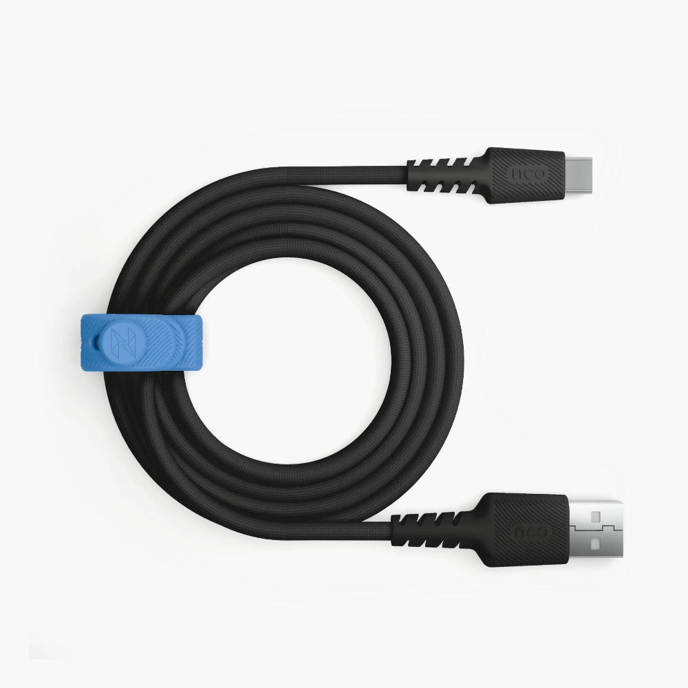Cable Trenzado NCO PowerLite 2m USB-A a USB-C - Negro