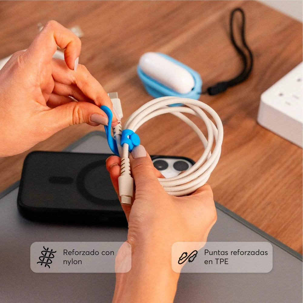Cable Trenzado NCO PowerLite 1m USB-C a USB-C - Blanco Estrella