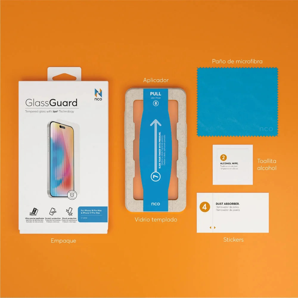 Protector_Pantalla_NCO_GlassGuard_ion+_iPhone_18_Pro_Max_Transparente_Imagen_posicion_8_iShop_Costa_Rica
