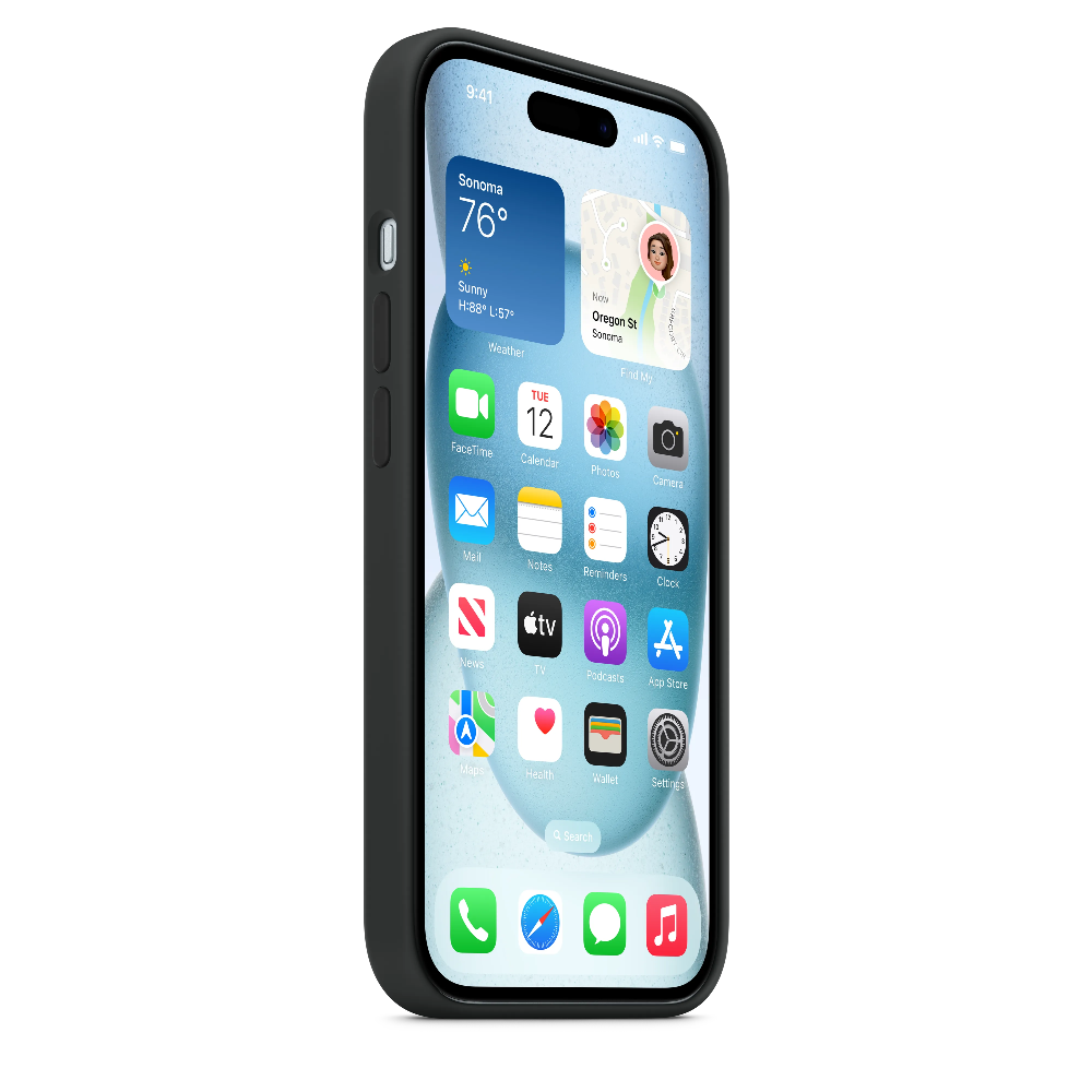 Funda de silicón con MagSafe para el iPhone 15 - Negro