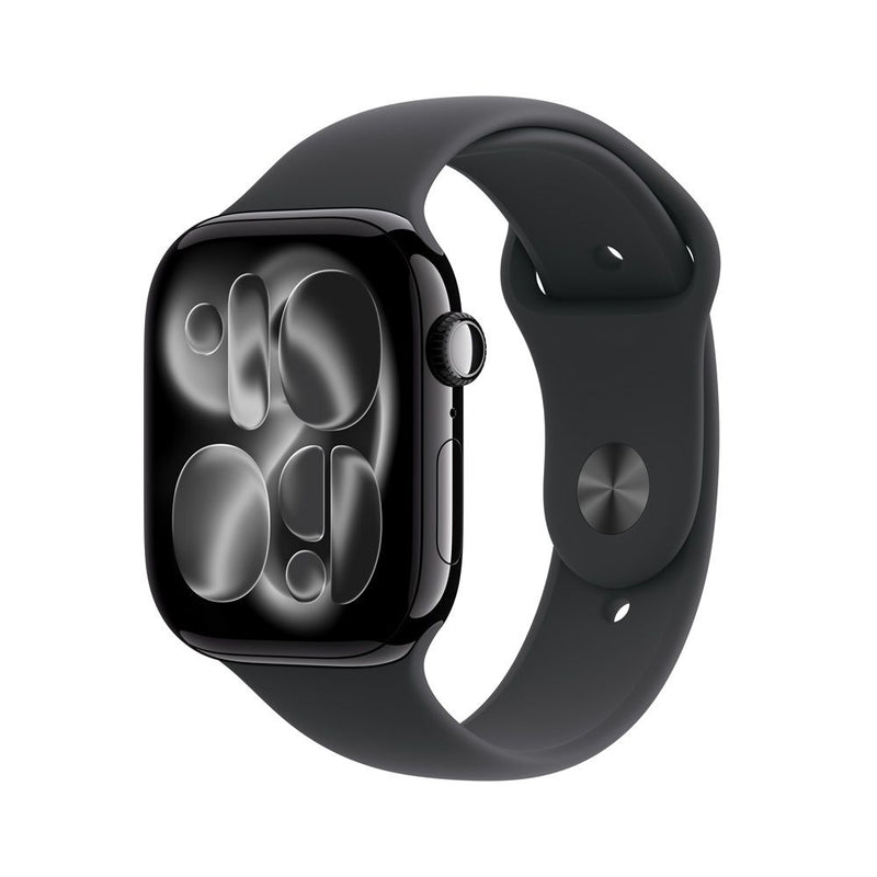 Apple Watch Series 11 GPS • Caja de aluminio negro azabache de 46 mm • Correa deportiva negra – S/M