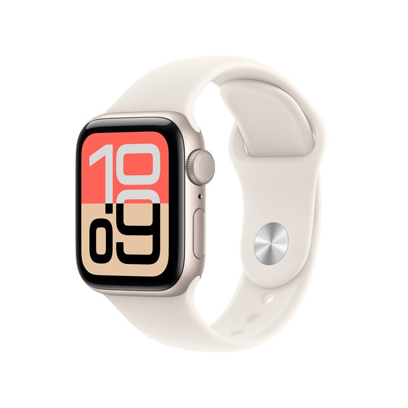 Apple Watch SE 3 GPS • Caja de aluminio blanco estelar de 40 mm • Correa deportiva blanco estelar - S/M