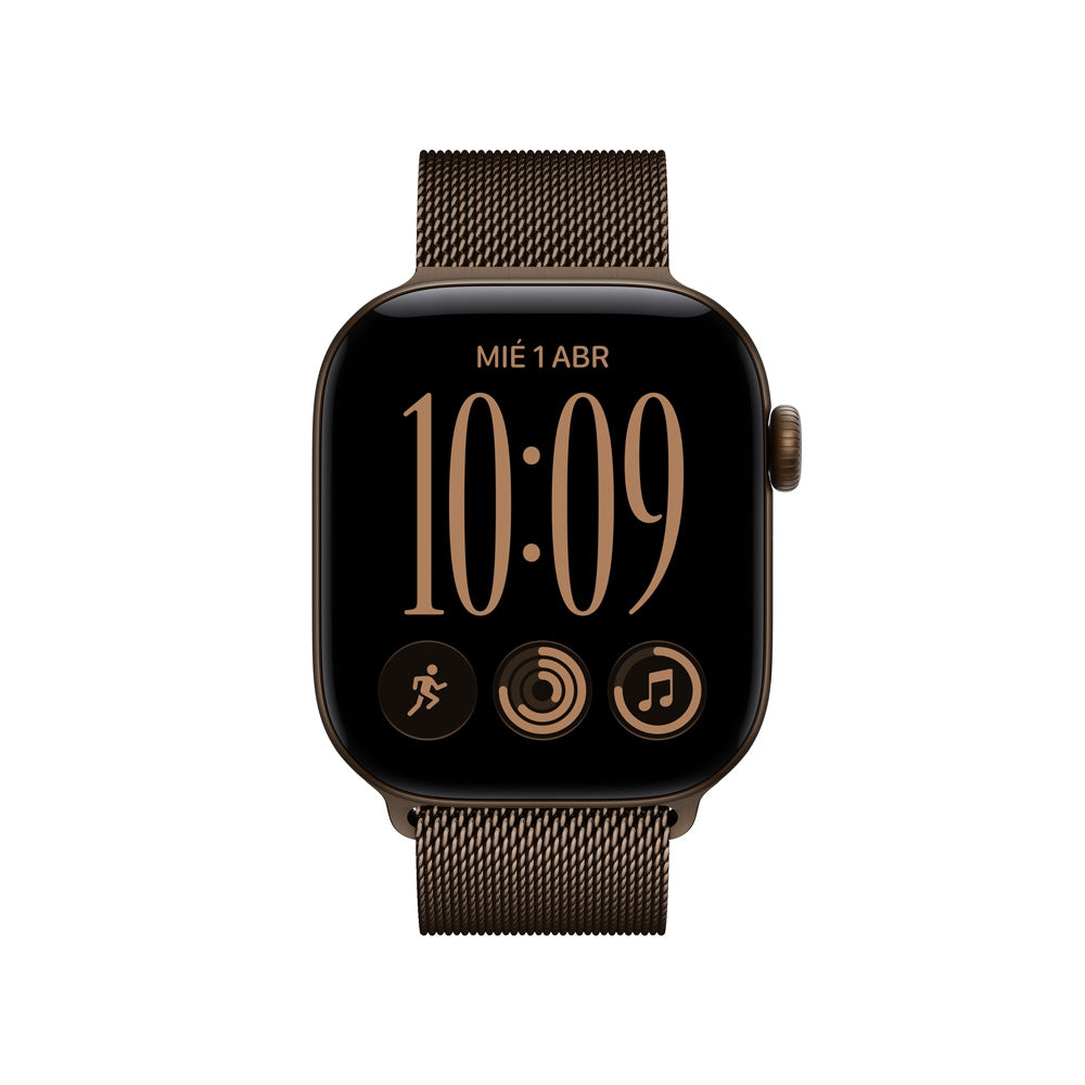 Apple_Watch_Series_12_GPS_caja_de_aluminio_color_bronce_oscuro_de_42_mm_correa_estilo_milanes_color_bronce_oscuro_Imagen_posicion_2_iShop_Costa_Rica