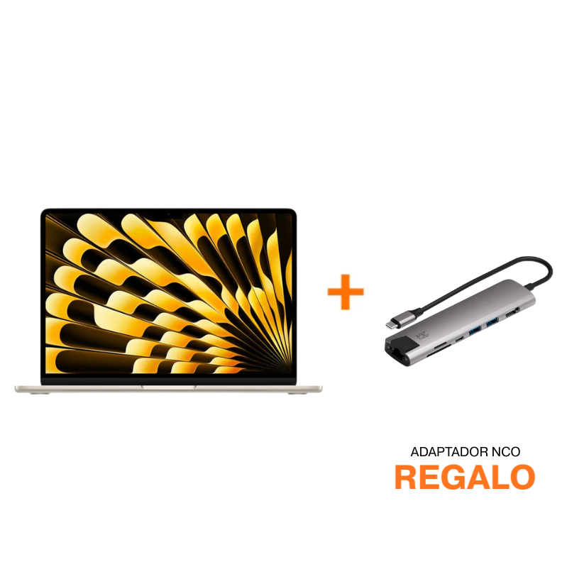 MacBook Air de 13 pulgadas: Chip M5 de Apple con CPU de 10 núcleos y GPU de 10 núcleos, 1 TB SSD - Blanco estelar + Multipuerto Ultra NCO para Hub USB-C - Gris Espacial