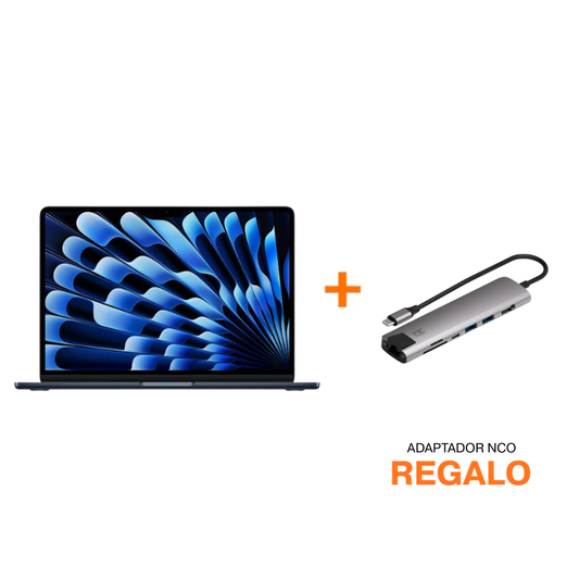 MacBook Air de 13 pulgadas: Chip M5 de Apple con CPU de 10 núcleos y GPU de 10 núcleos, 1 TB SSD - Azul medianoche + Multipuerto Ultra NCO para Hub USB-C - Gris Espacial