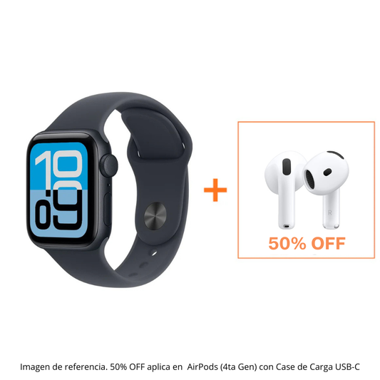 Apple Watch SE 3(GPS) 44mm - Medianoche + AirPods 4 USB-C