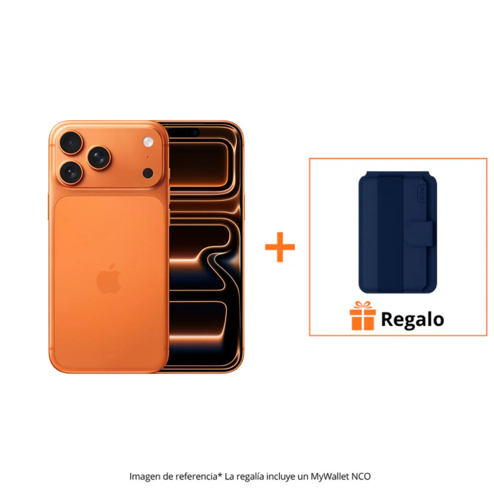 iPhone 17 Pro Max - 256GB - Naranja Cósmico + Tarjetero NCO MyWallet  - Azul