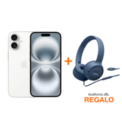 iPhone 16 128 GB Blanco + Audífonos JBL Tune 520C USB-C - Azul