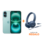 iPhone 16 128 GB Verde azulado + Audífonos JBL Tune 520C USB-C - Azul