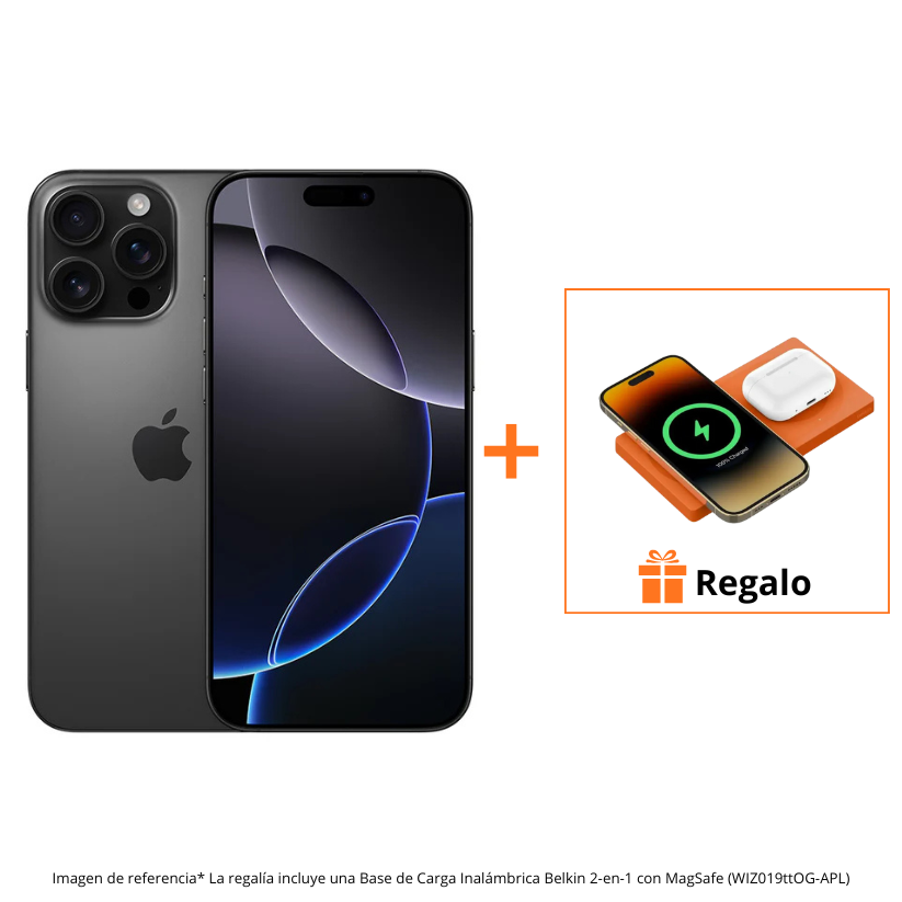 iPhone 16 Pro Max - 256GB - Titanio Negro + Base de Carga Inalámbrica Belkin con MagSafe