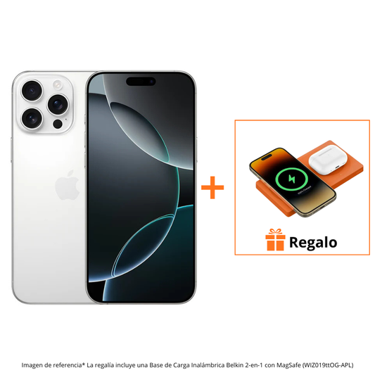 iPhone 16 Pro Max - 256GB - Titanio Blanco + Base de Carga Inalámbrica Belkin con MagSafe