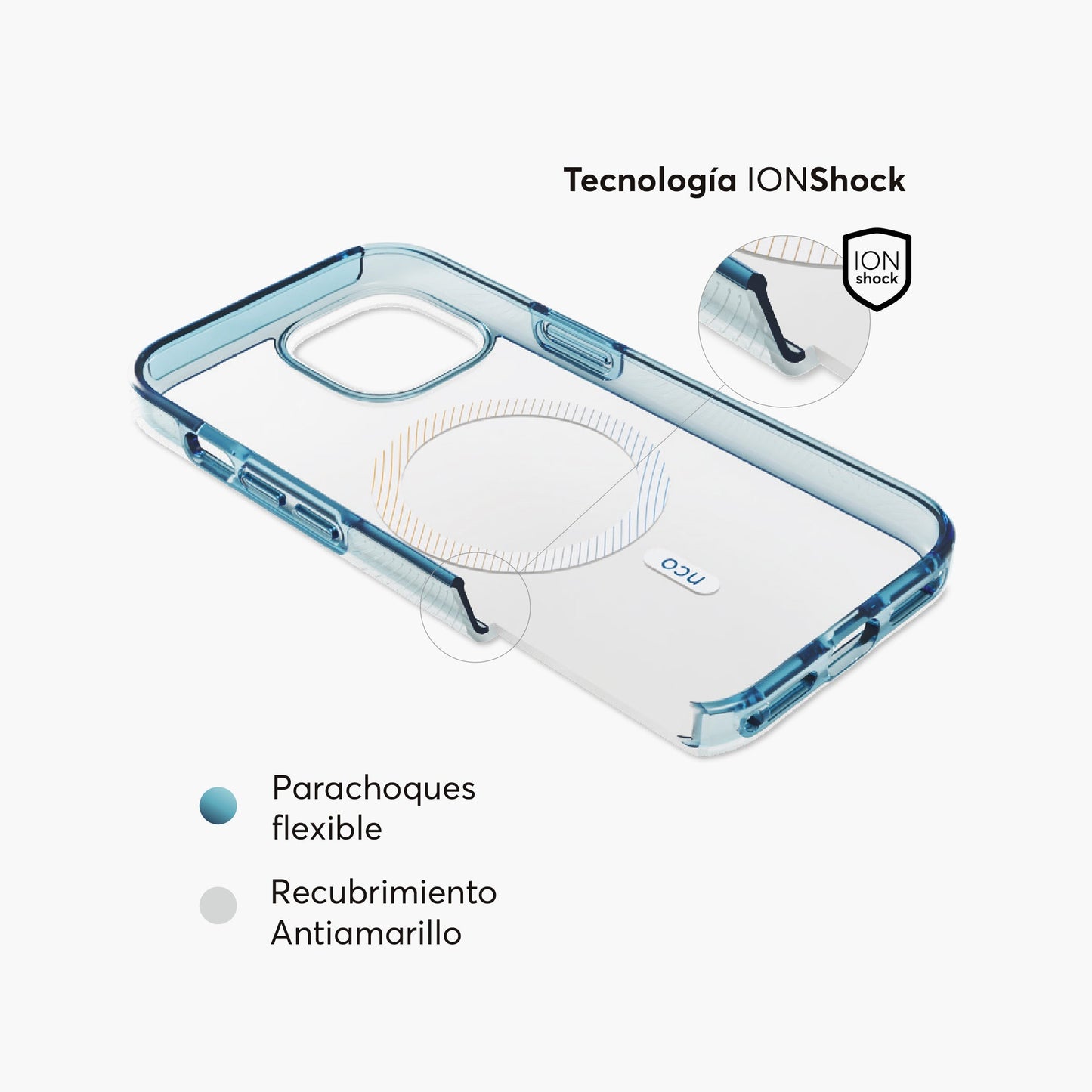 Case NCO SafeCase Force para iPhone 15 Pro con MagSafe - Transparente