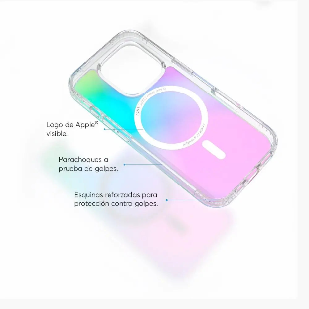 Case NCO SafeCase Clear Compatible con MagSafe para iPhone 16 Pro - Arcoíris