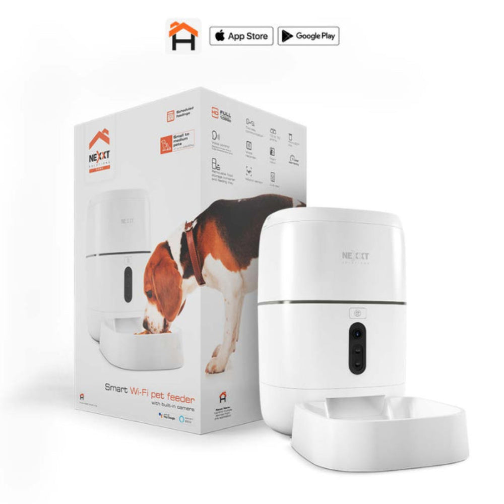 Dispensador de Comida Nexxt para Mascota Inteligente con Cámara - Blanco