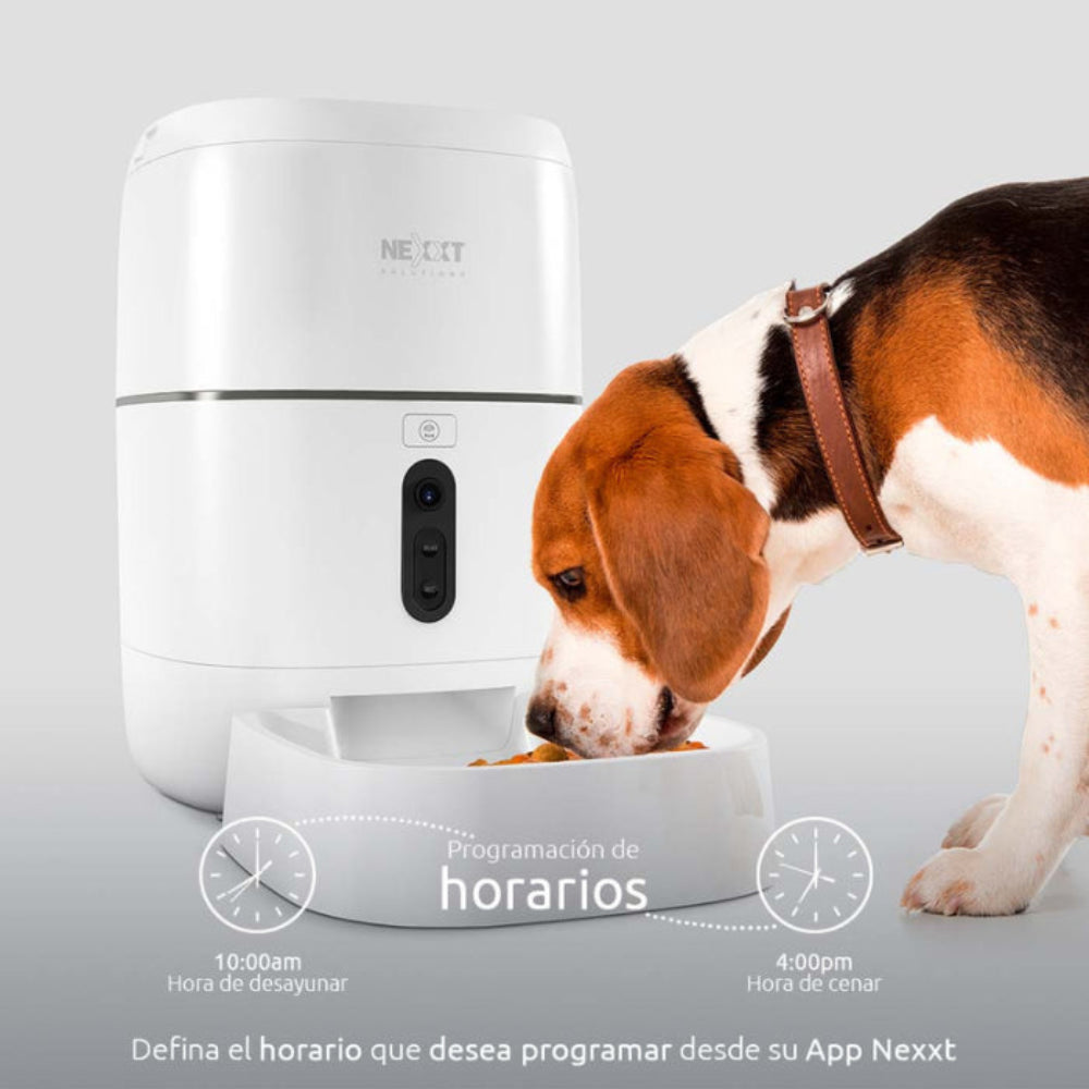 Dispensador de Comida Nexxt para Mascota Inteligente con Cámara - Blanco