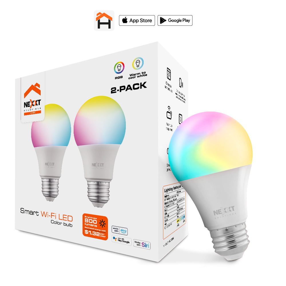 Bombillo Inteligente Nexxt Wi-Fi LED C110  Multicolor  (2 Unidades)