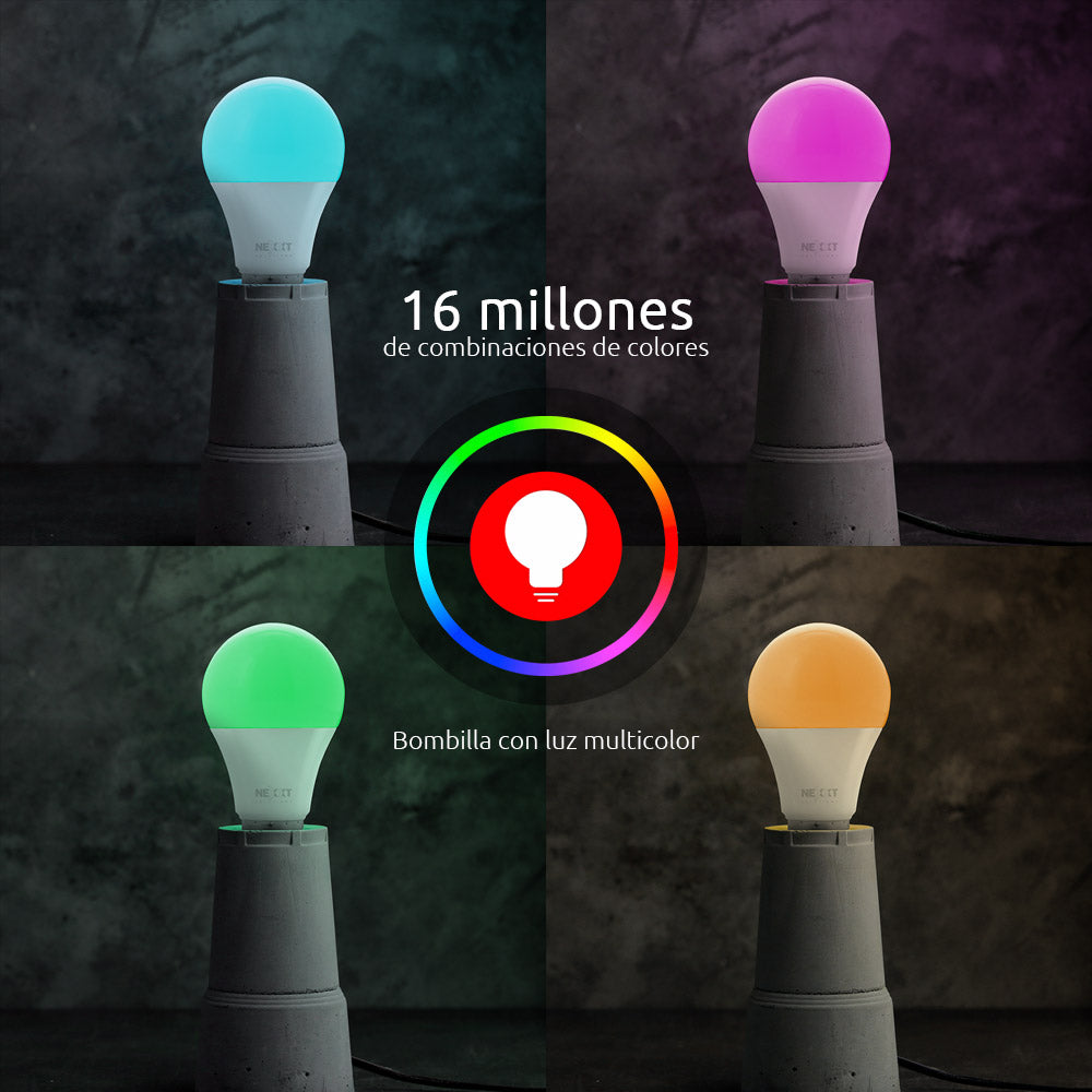 Bombillo Inteligente Nexxt Wi-Fi LED C110  Multicolor  (2 Unidades)