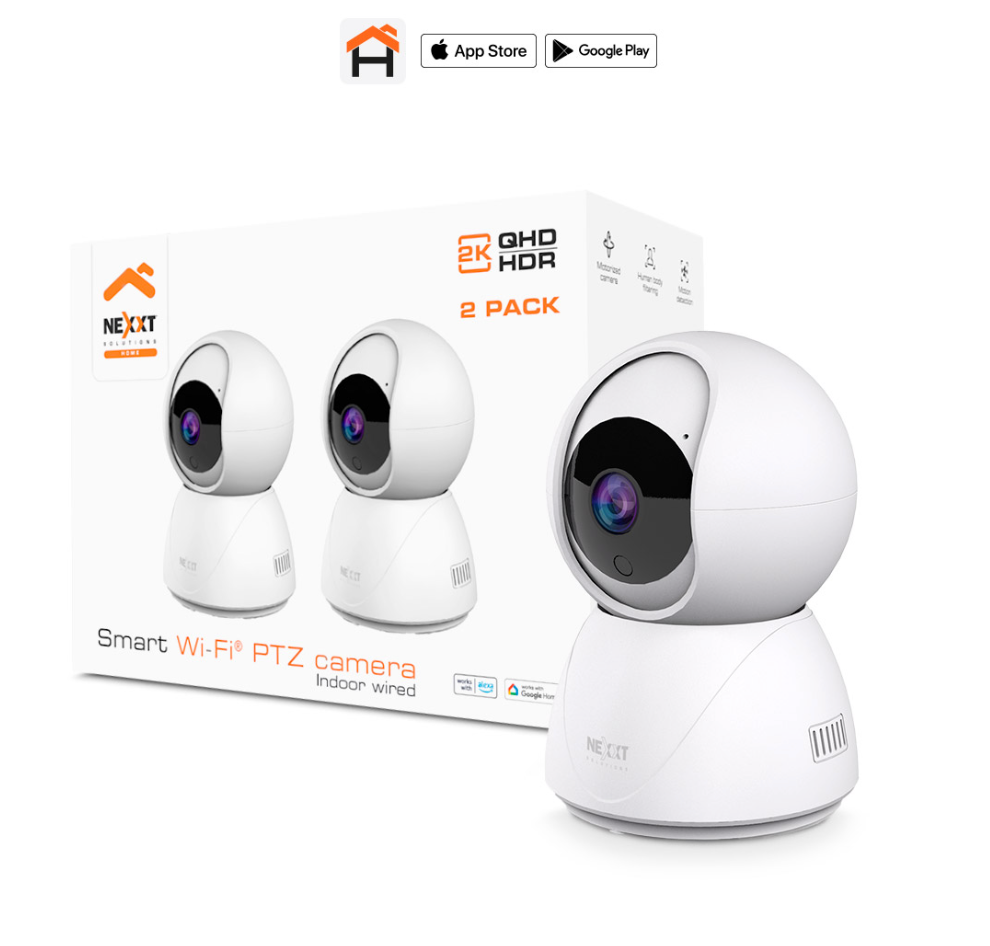 Cámara Nexxt PTZ para Interiores 2K (2Uunidades) - Blanco
