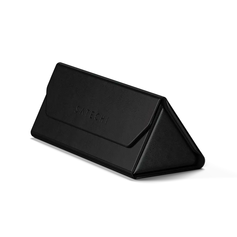 Estuche para Lentes de Cuero Vegano Satechi Compatible con Find My - Negro