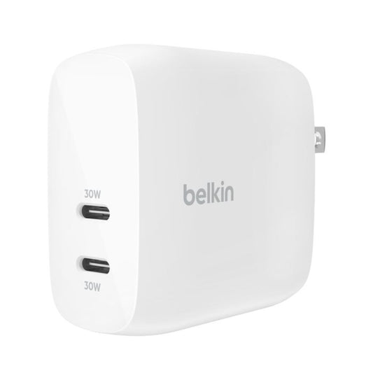 Cargador de Pared Inteligente Belkin (2 USB-C) 60W- Blanco