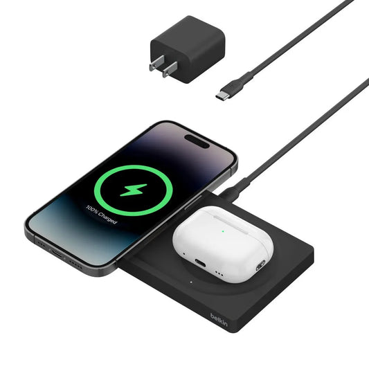 Base de Carga Inalámbrica Pad Belkin 2 en 1 con MagSafe - Negro