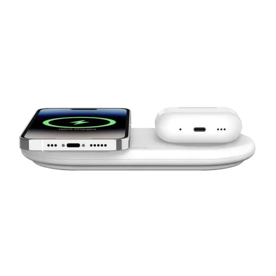 Base de Carga Magnética Belkin 2 en 1 Qi2 15W - Blanco