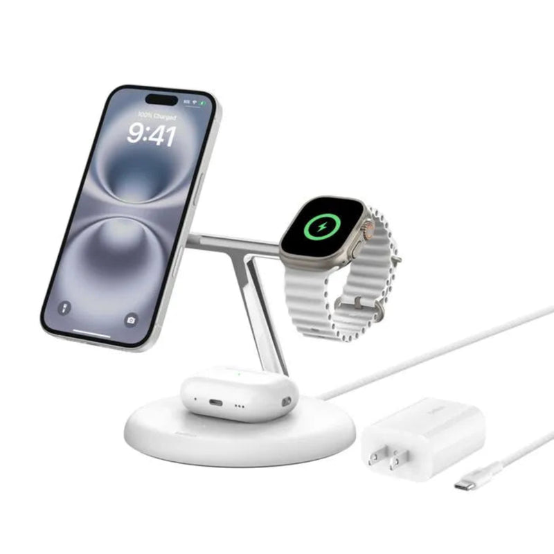 Base de Carga Inalambrica Belkin 3 en 1 con Qi2 - Blanco