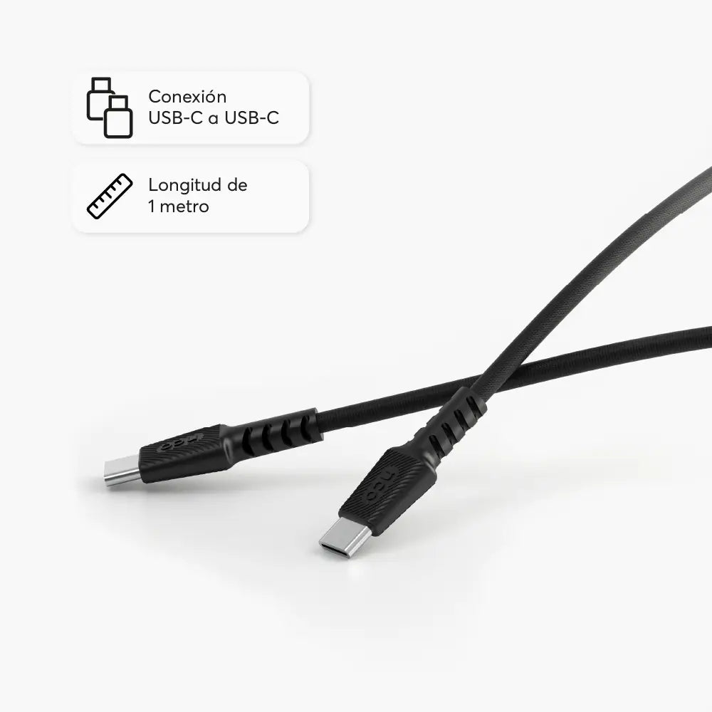 Cable Trenzado NCO PowerLite 1m USB-C a USB-C - Negro