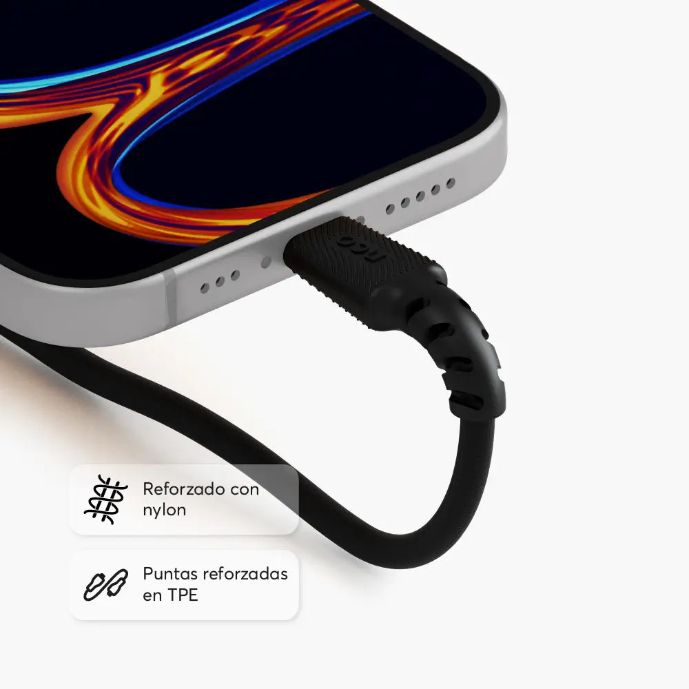 Cable Magnetico NCO PowerForce 2m USB-C a USB-C - Negro
