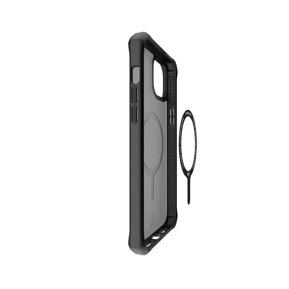 Case ItSkins Hybrid R Frost con MagSafe para iPhone 15/14 - Negro