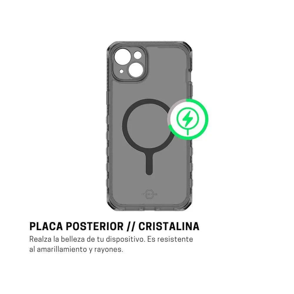 Case ItSkins Supreme R Clear con MagSafe para iPhone 15/14 - Negro