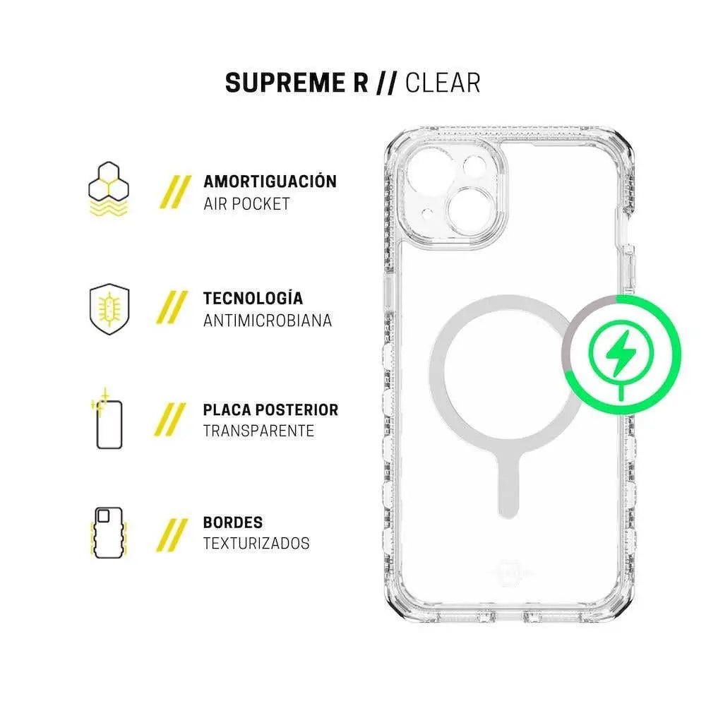 Case ItSkins Supreme R Clear con MagSafe para iPhone 15 Plus - Transparente