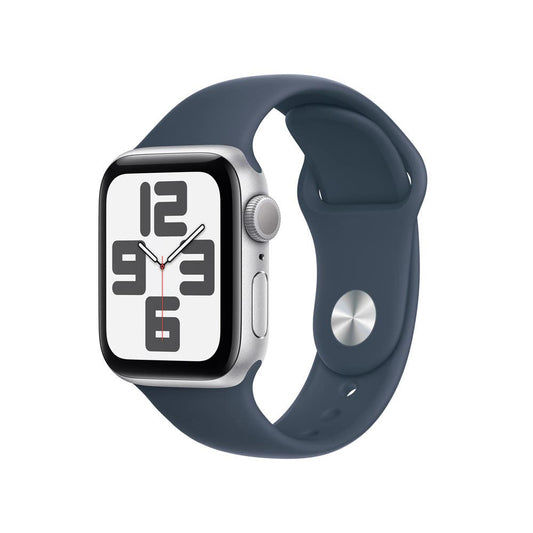 Apple Watch SE (GPS) • Caja de aluminio color plata de 40 mm • Correa deportiva azul tormenta - S/M