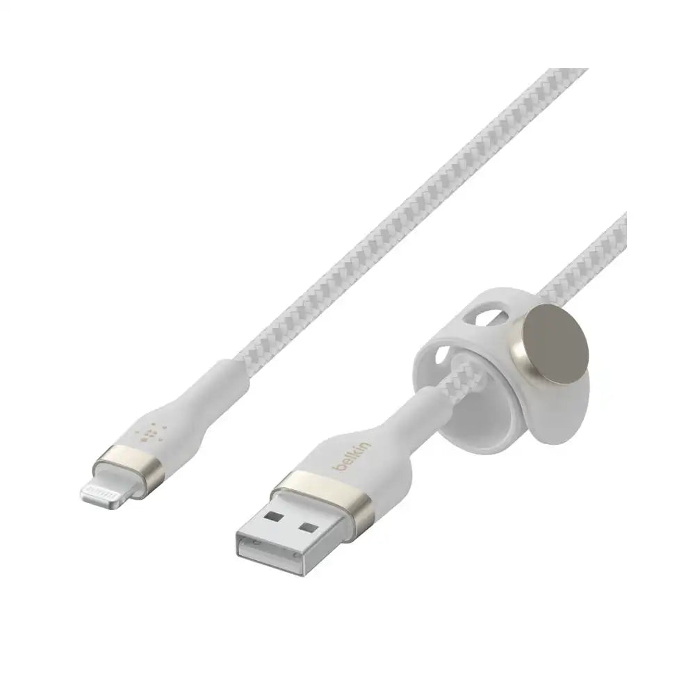 Cable Belkin Pro Flex Lightning a USB-A con correa 1m - Blanco