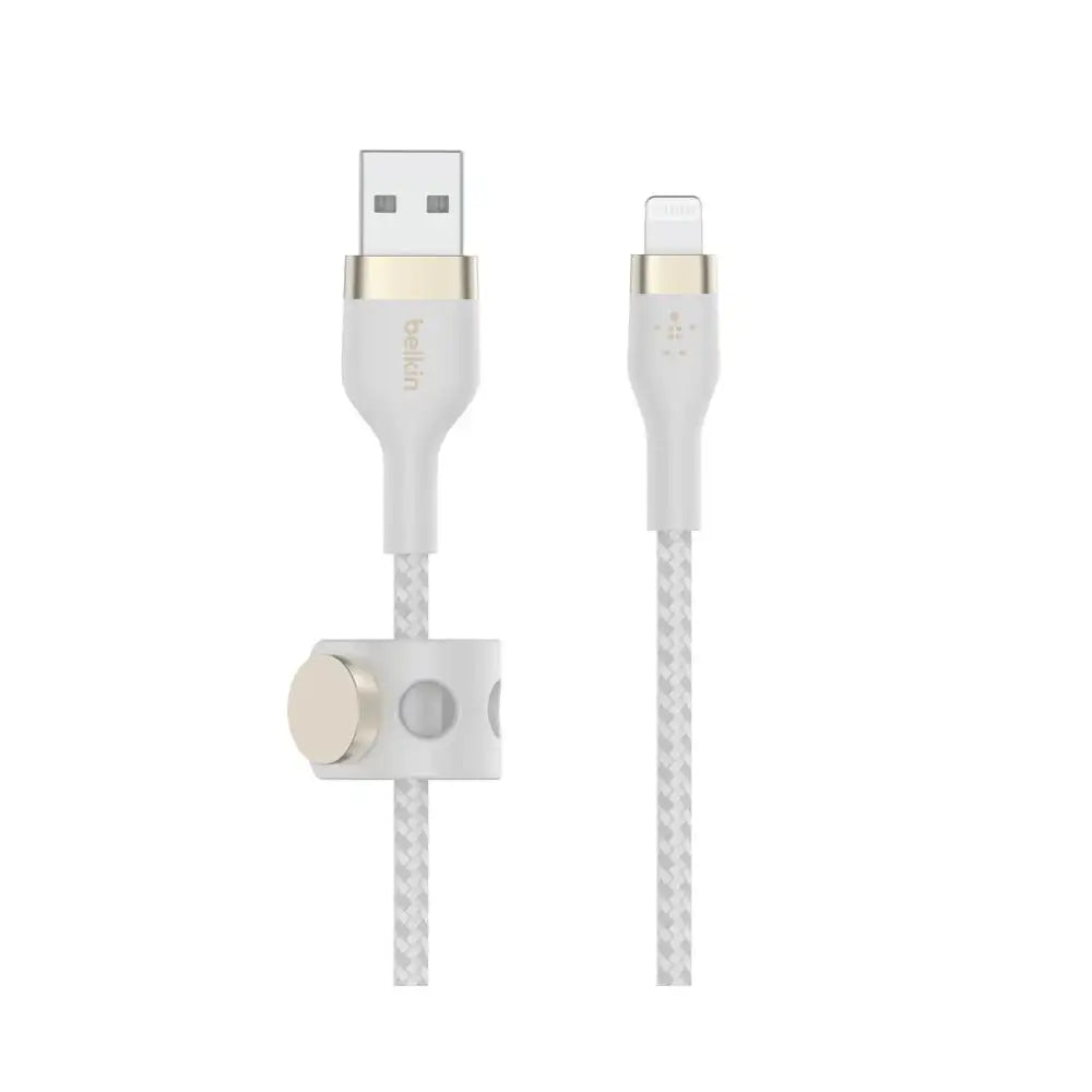 Cable Belkin Pro Flex Lightning a USB-A con correa 1m - Blanco