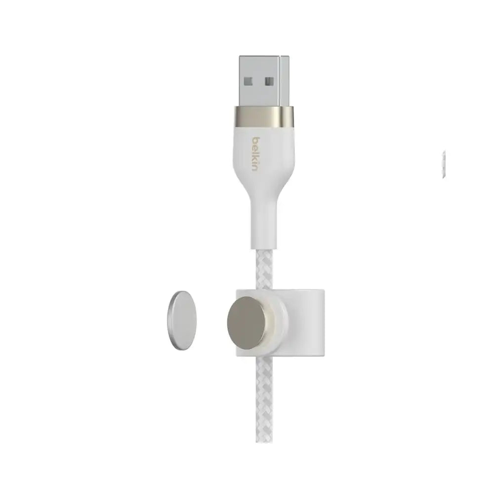 Cable Belkin Pro Flex Lightning a USB-A con correa 1m - Blanco