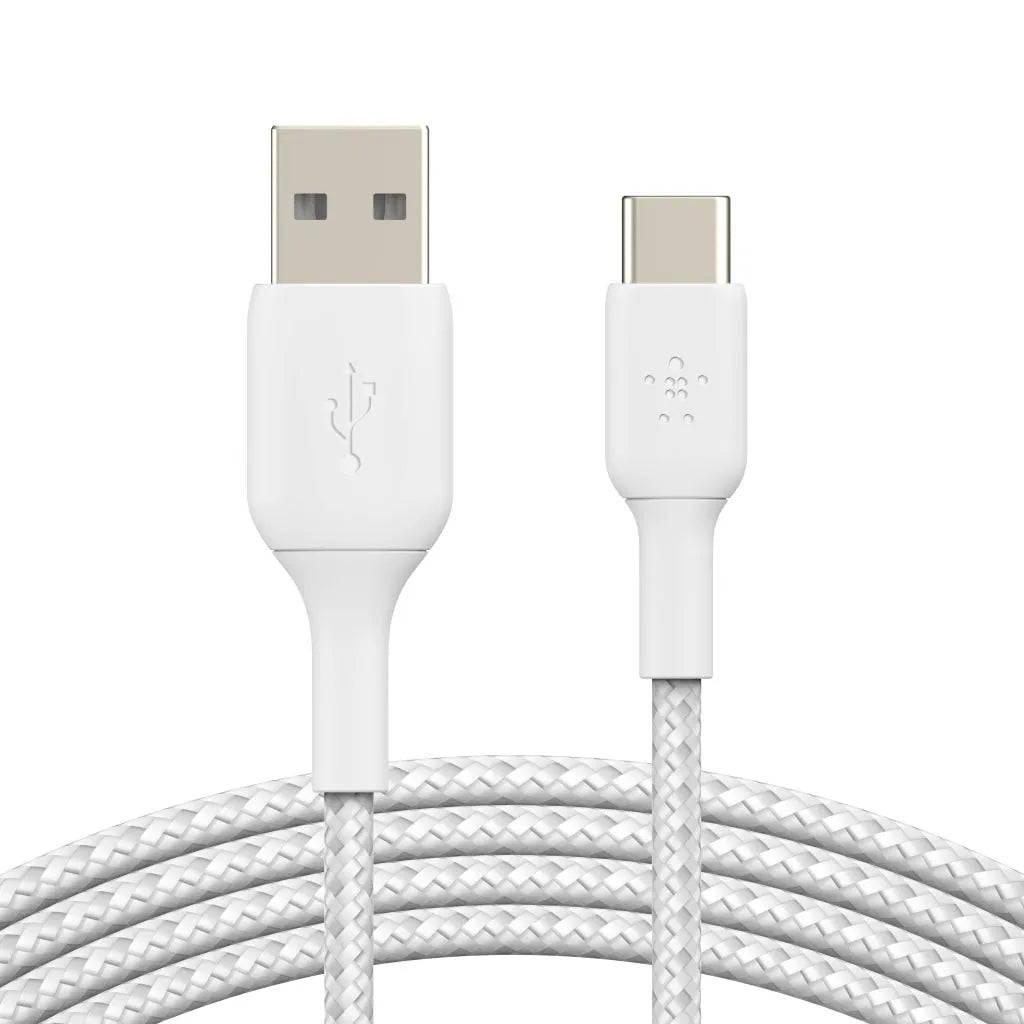 Cable Belkin Trenzado USB-C a USB-A 2m - Blanco