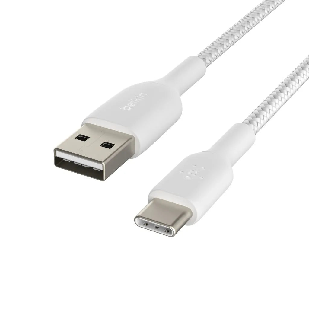 Cable Belkin Trenzado USB-C a USB-A 2m - Blanco