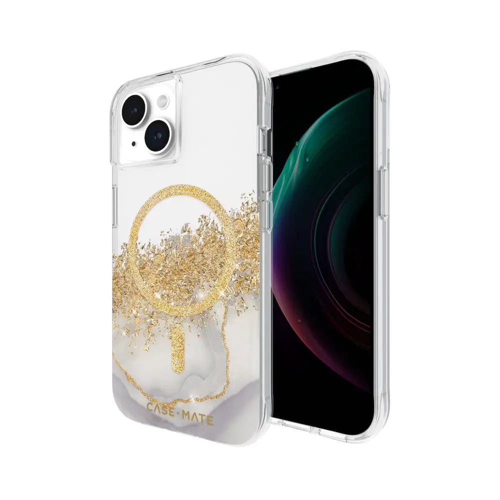 Funda Case Mate Karat Marble con MagSafe para iPhone 15/14/13 - Transparente/Oro/Mármol