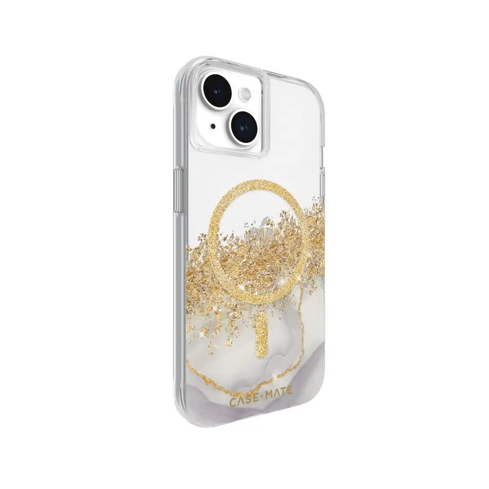 Funda Case Mate Karat Marble con MagSafe para iPhone 15/14/13 - Transparente/Oro/Mármol