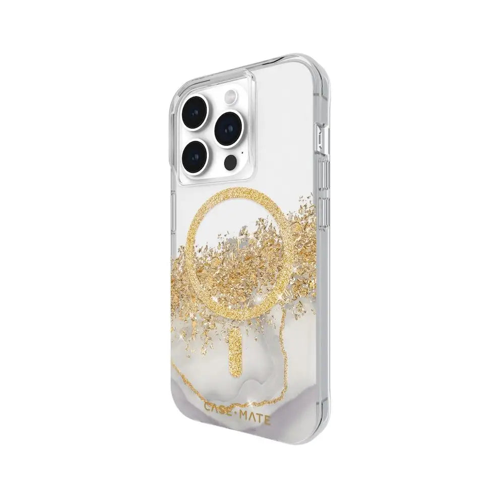 Funda Case Mate Karat Marble con MagSafe para iPhone 15 Pro - Transparente/Oro/Mármol