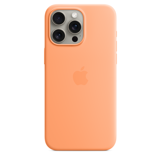 Funda de silicón con MagSafe para el iPhone 15 Pro Max - Color naranjada